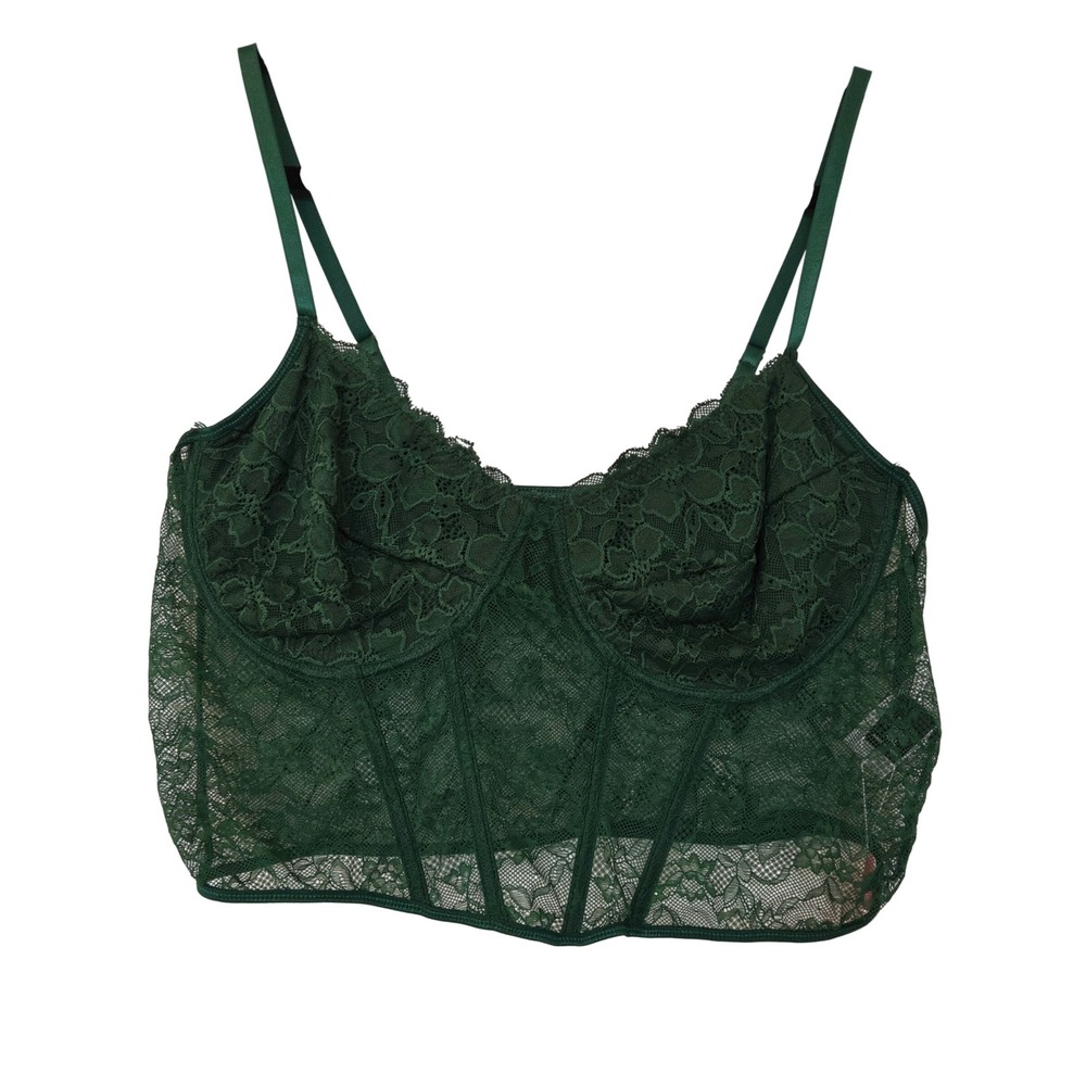 NWT Green Floral Lace Corset Top Plus Size 4XL Ren Faire Forest Fairy Whimsigoth